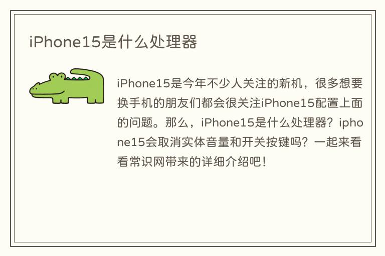 iPhone15是什么处理器